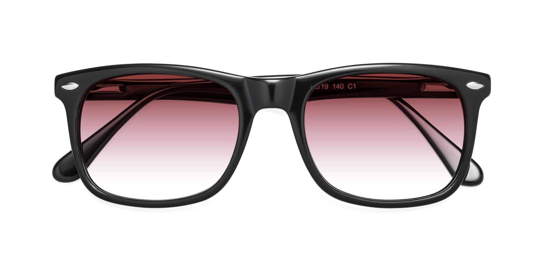 Folded Front of 007 in Black with Garnet Gradient Lenses