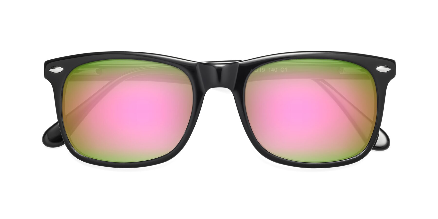 Folded Front of 007 in Black with Pink Mirrored Lenses