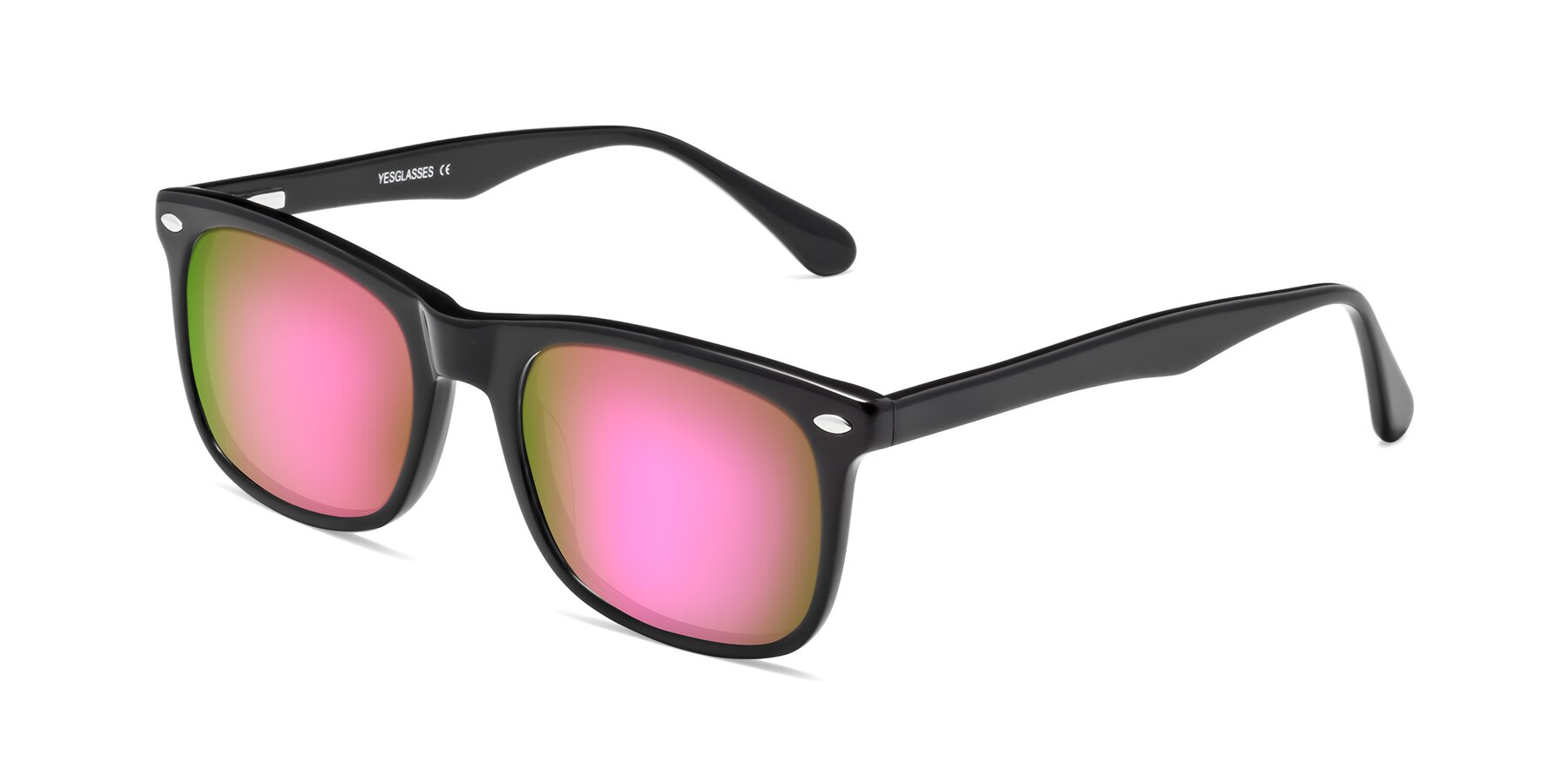 Angle of 007 in Black with Pink Mirrored Lenses