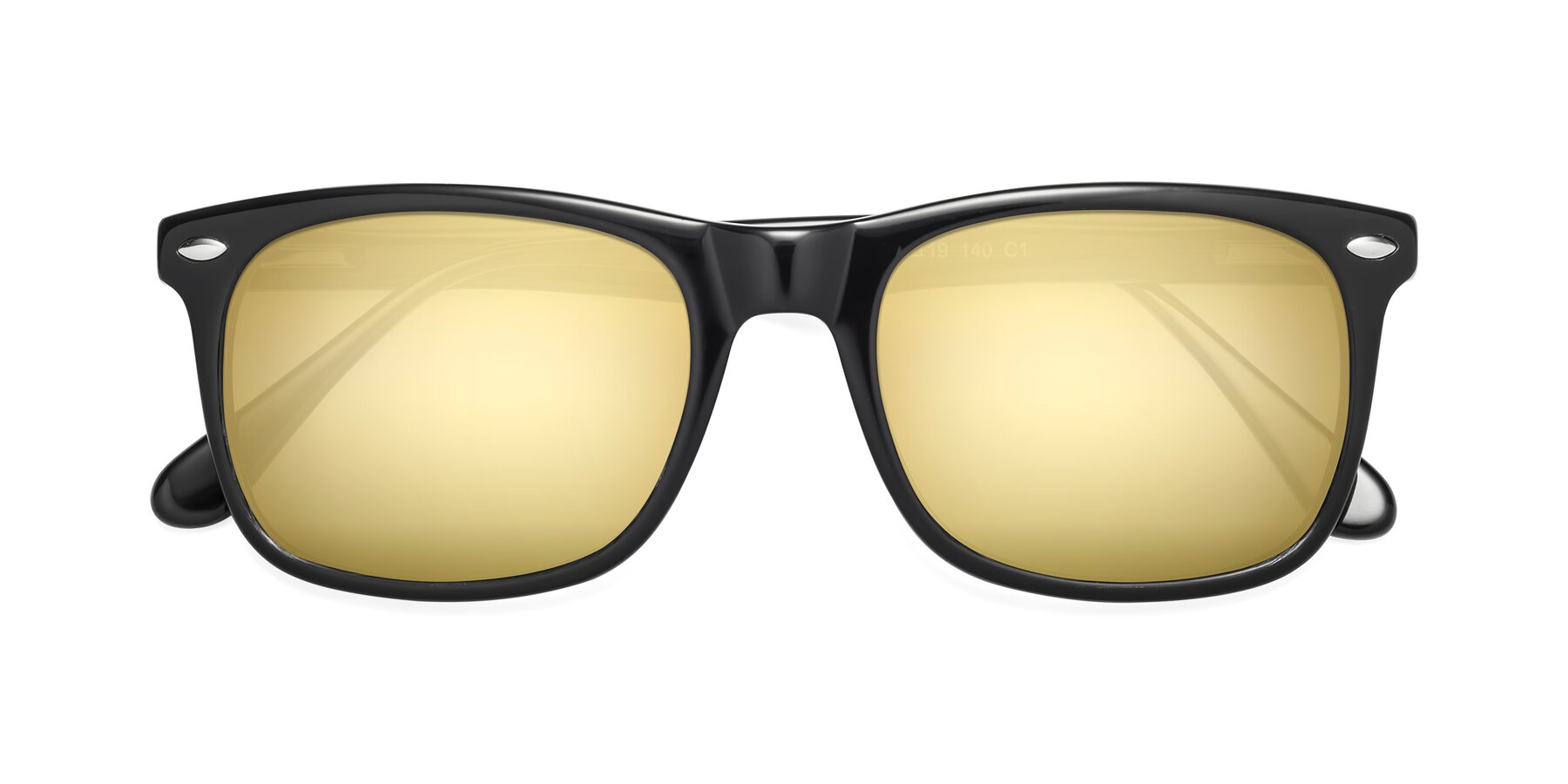 Folded Front of 007 in Black with Gold Mirrored Lenses