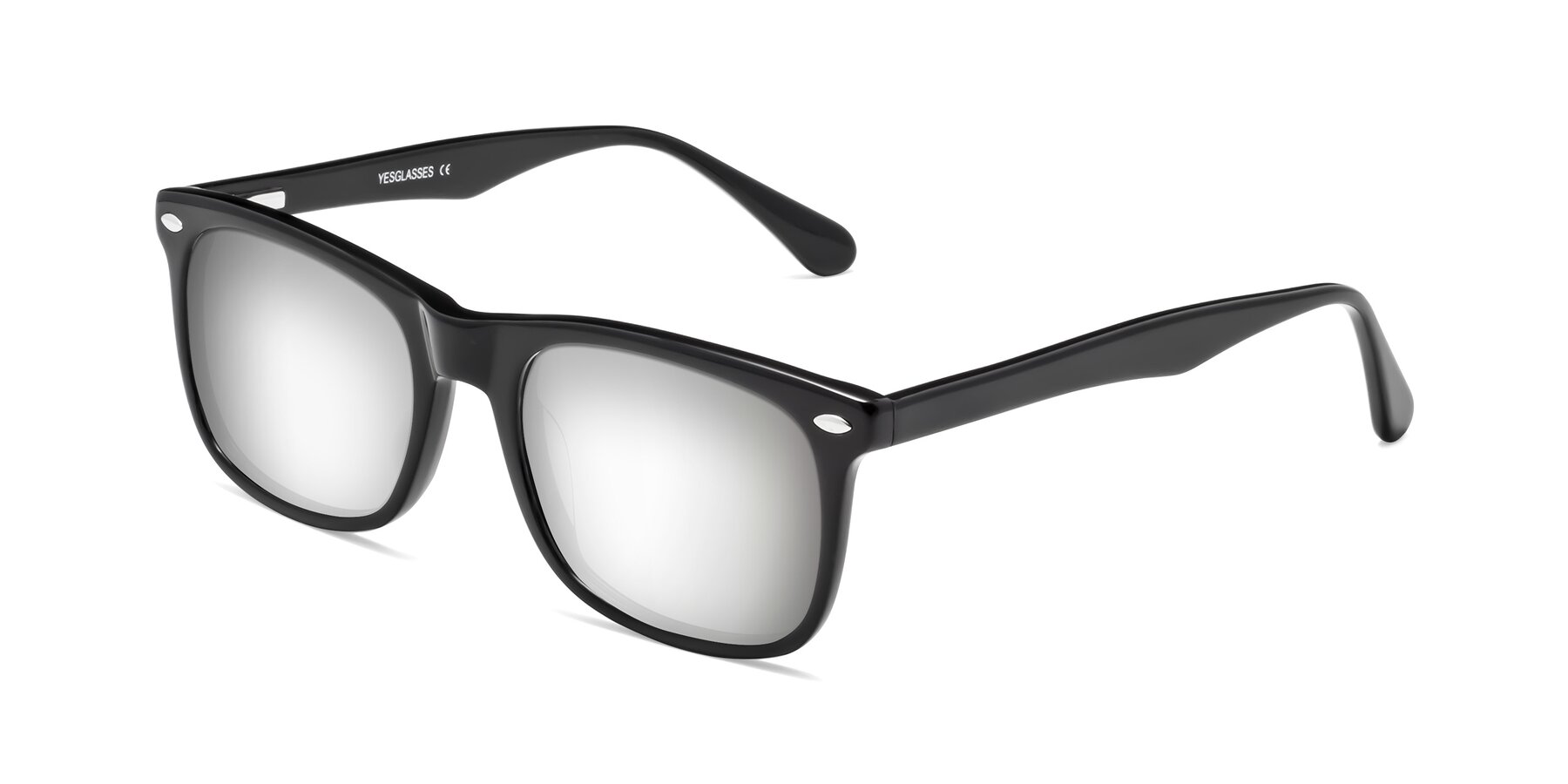 Angle of 007 in Black with Silver Mirrored Lenses