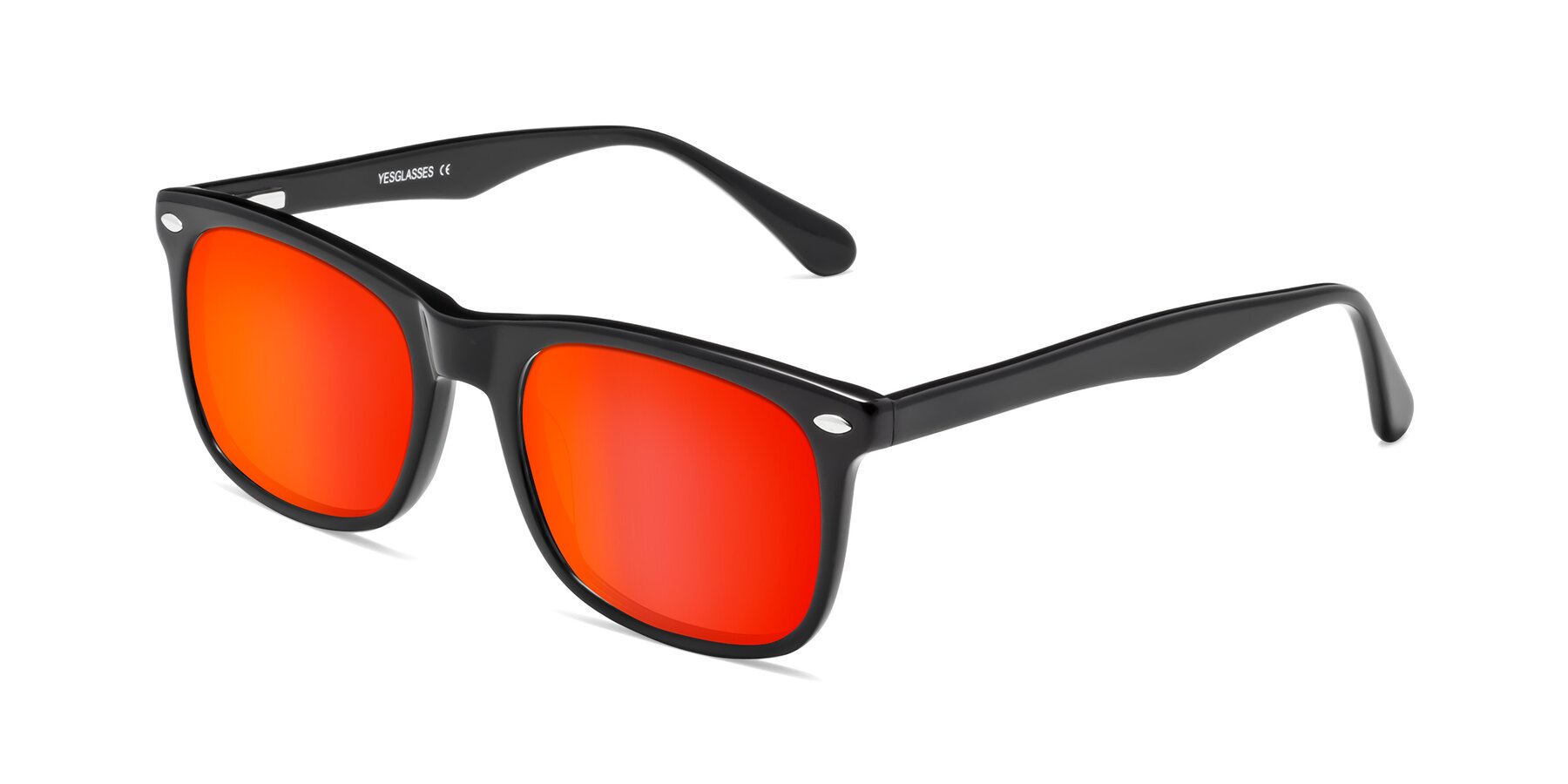 Angle of 007 in Black with Red Gold Mirrored Lenses