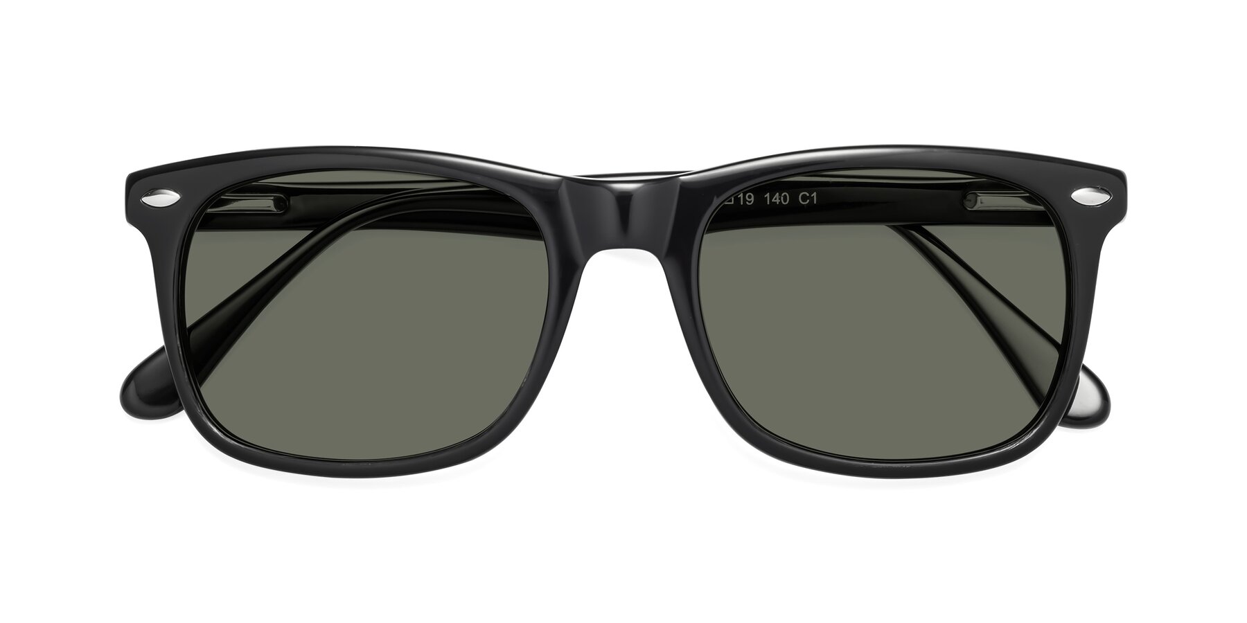 Folded Front of 007 in Black with Gray Polarized Lenses