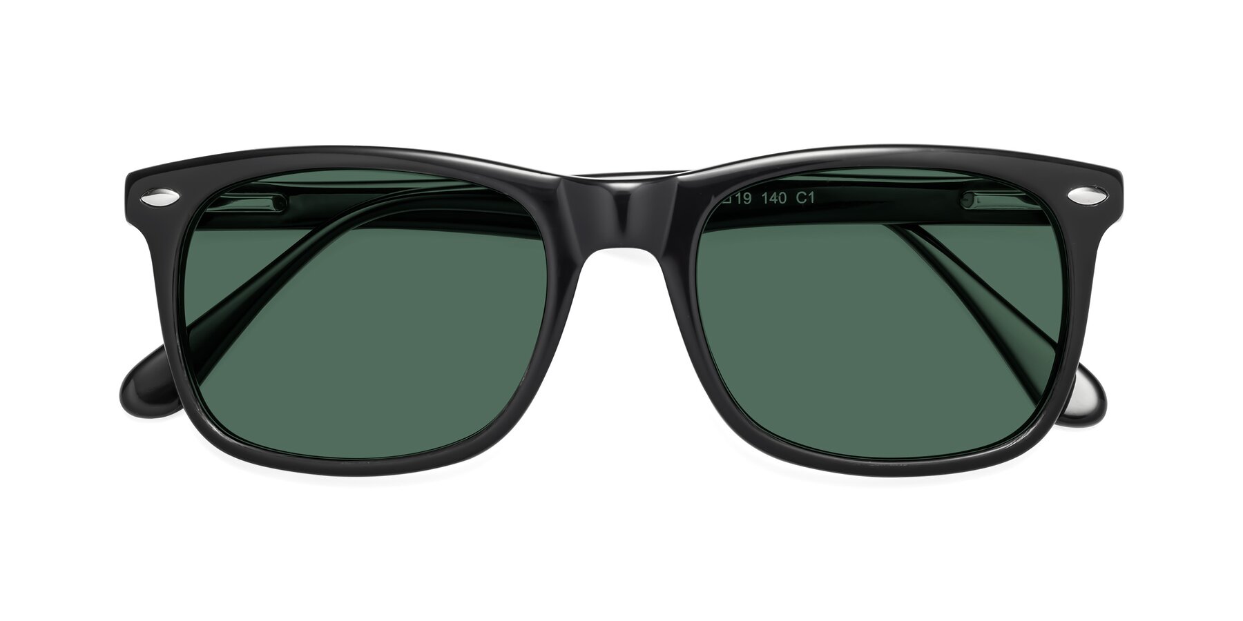 Folded Front of 007 in Black with Green Polarized Lenses