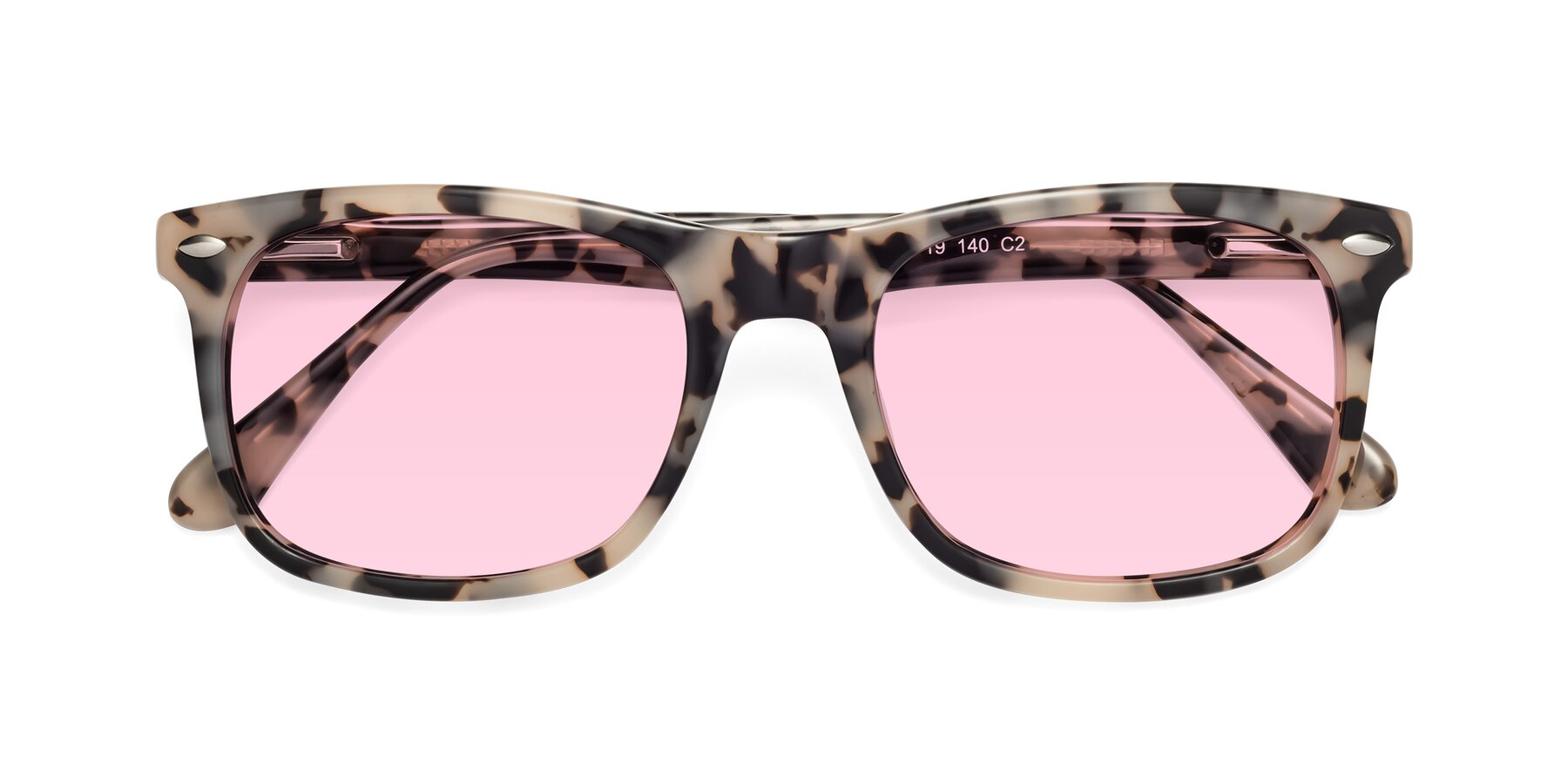 Folded Front of 007 in Havana with Light Pink Tinted Lenses