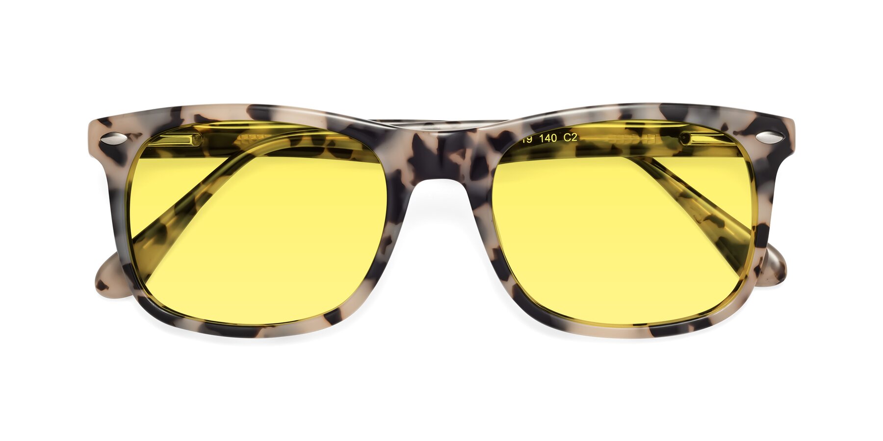 Folded Front of 007 in Havana with Medium Yellow Tinted Lenses