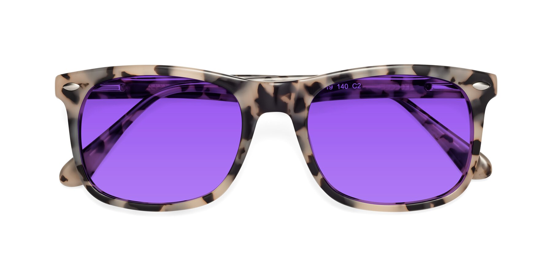 Folded Front of 007 in Havana with Purple Tinted Lenses
