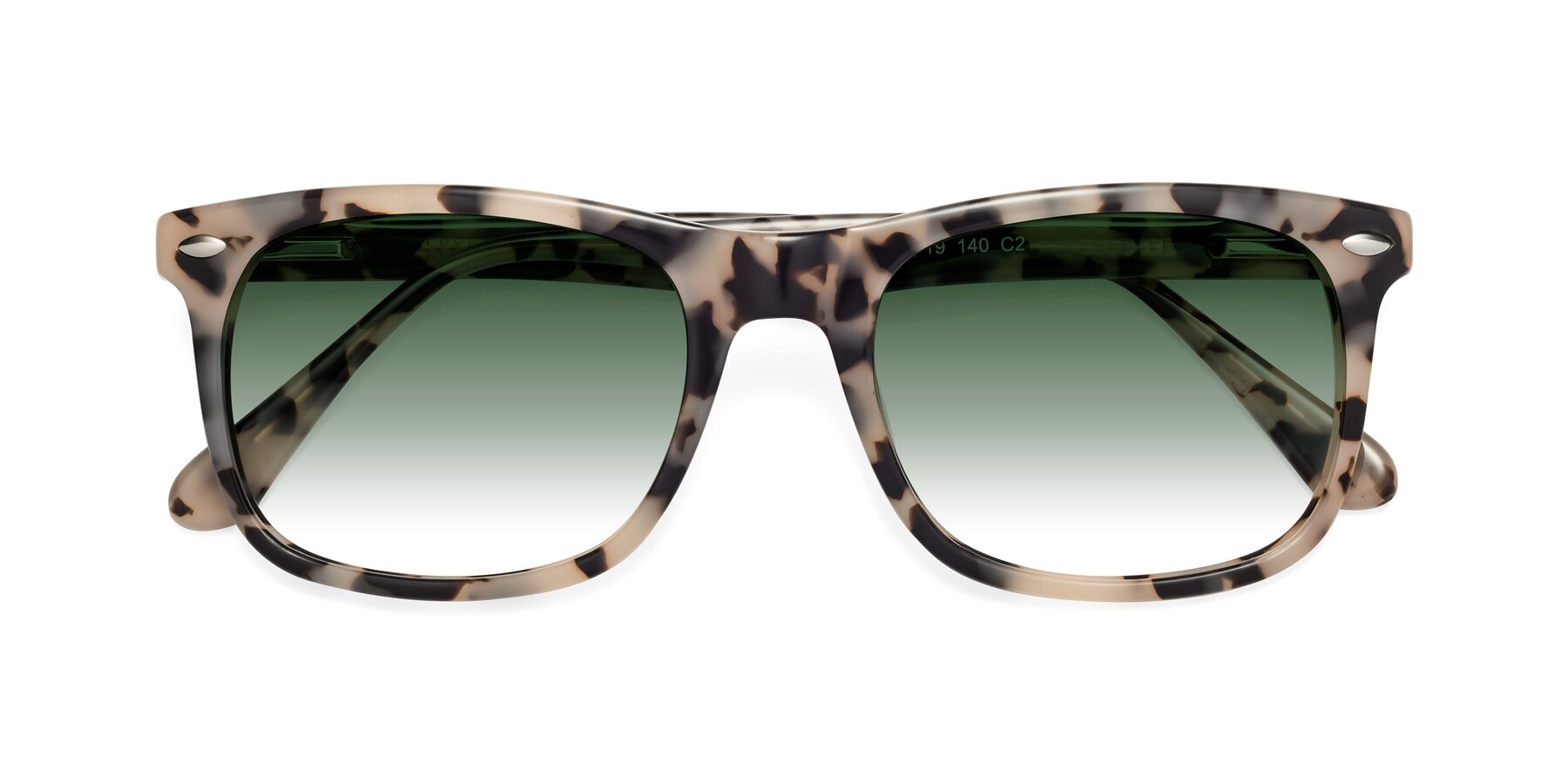 Folded Front of 007 in Havana with Green Gradient Lenses