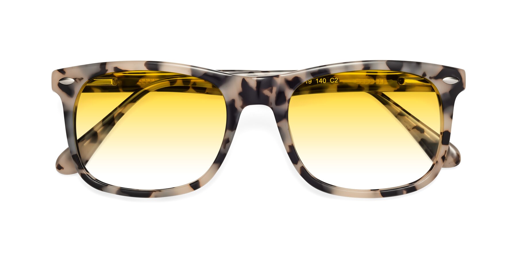 Folded Front of 007 in Havana with Yellow Gradient Lenses