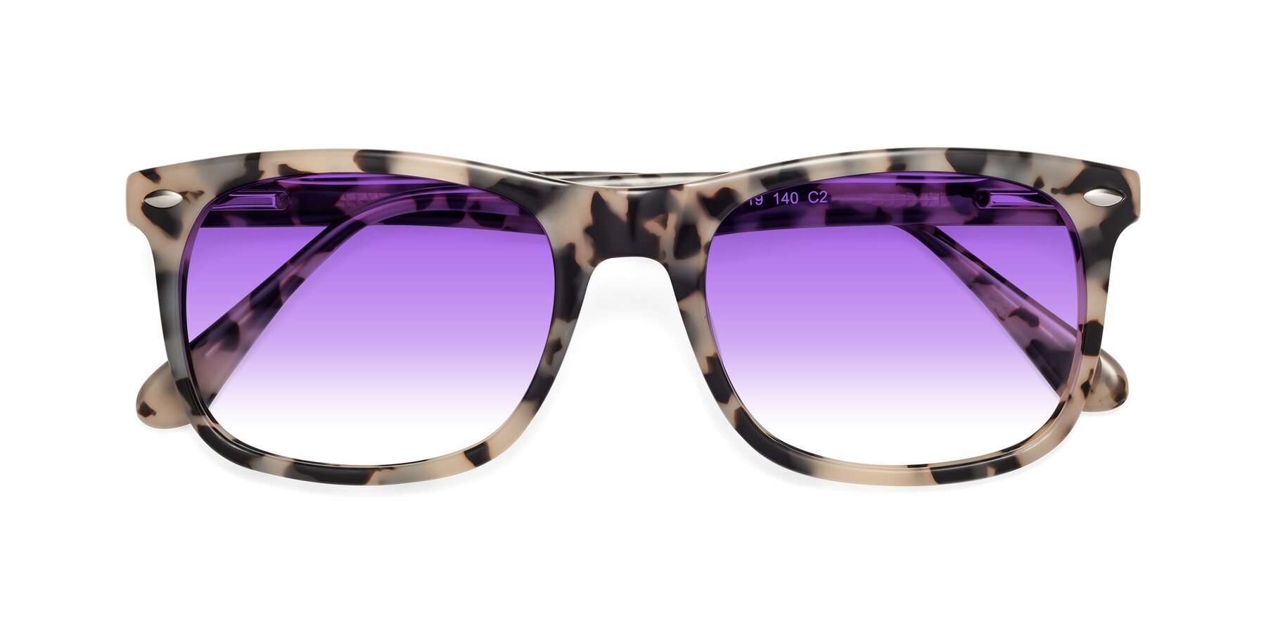 Folded Front of 007 in Havana with Purple Gradient Lenses