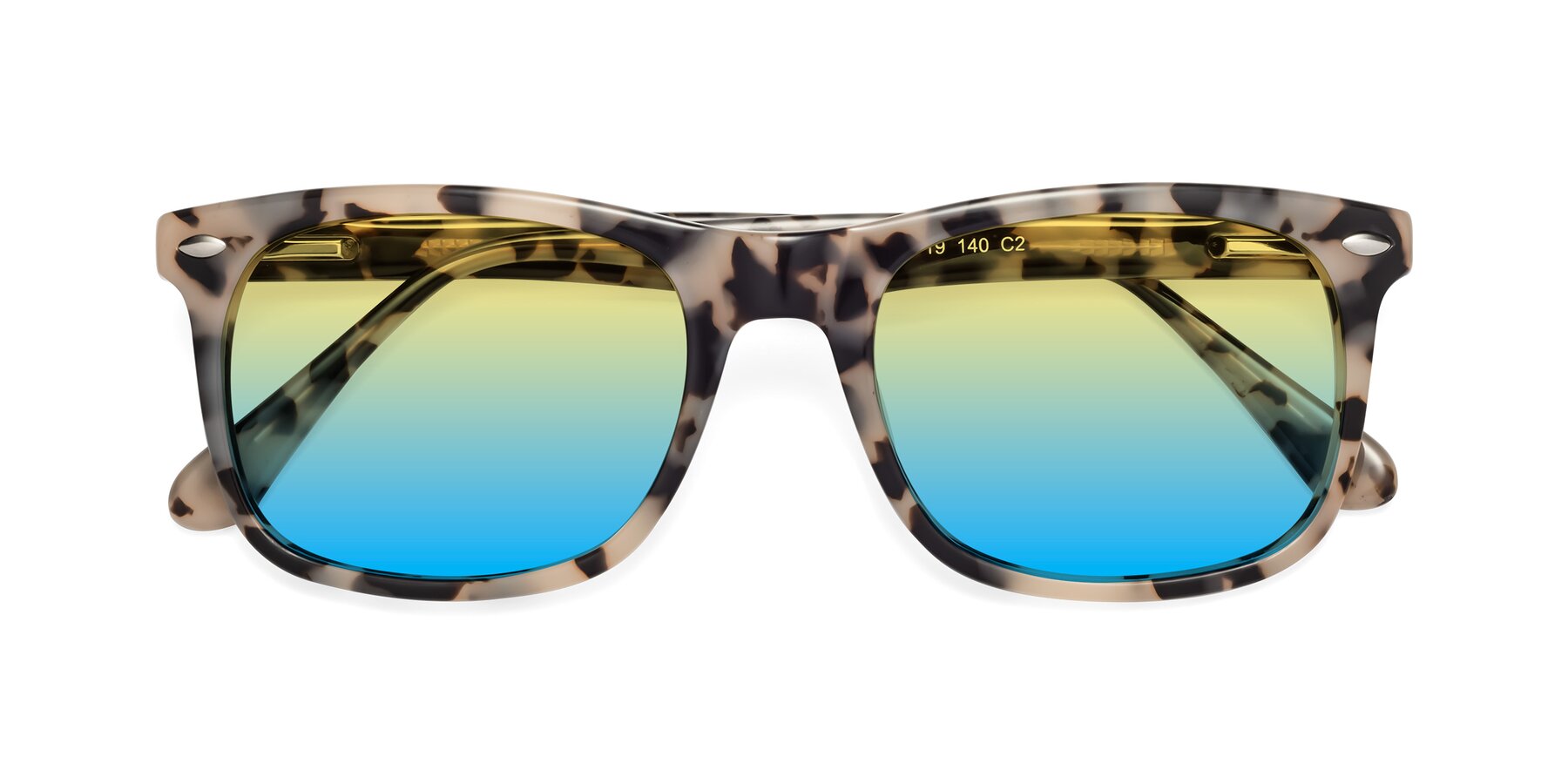 Folded Front of 007 in Havana with Yellow / Blue Gradient Lenses