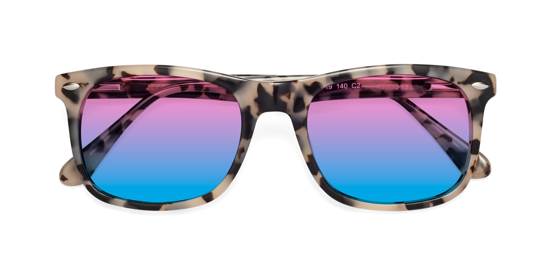 Folded Front of 007 in Havana with Pink / Blue Gradient Lenses
