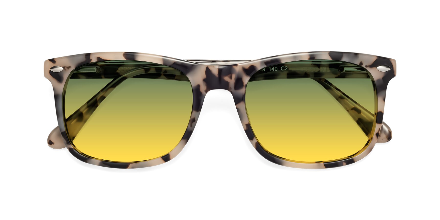 Folded Front of 007 in Havana with Green / Yellow Gradient Lenses