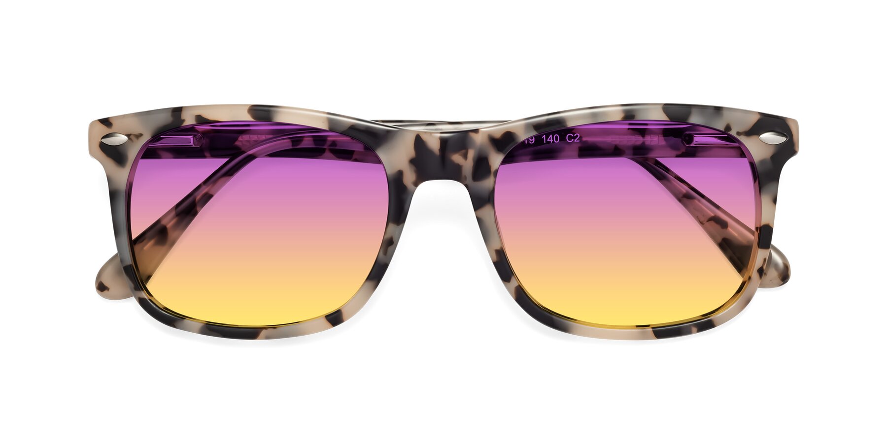 Folded Front of 007 in Havana with Purple / Yellow Gradient Lenses