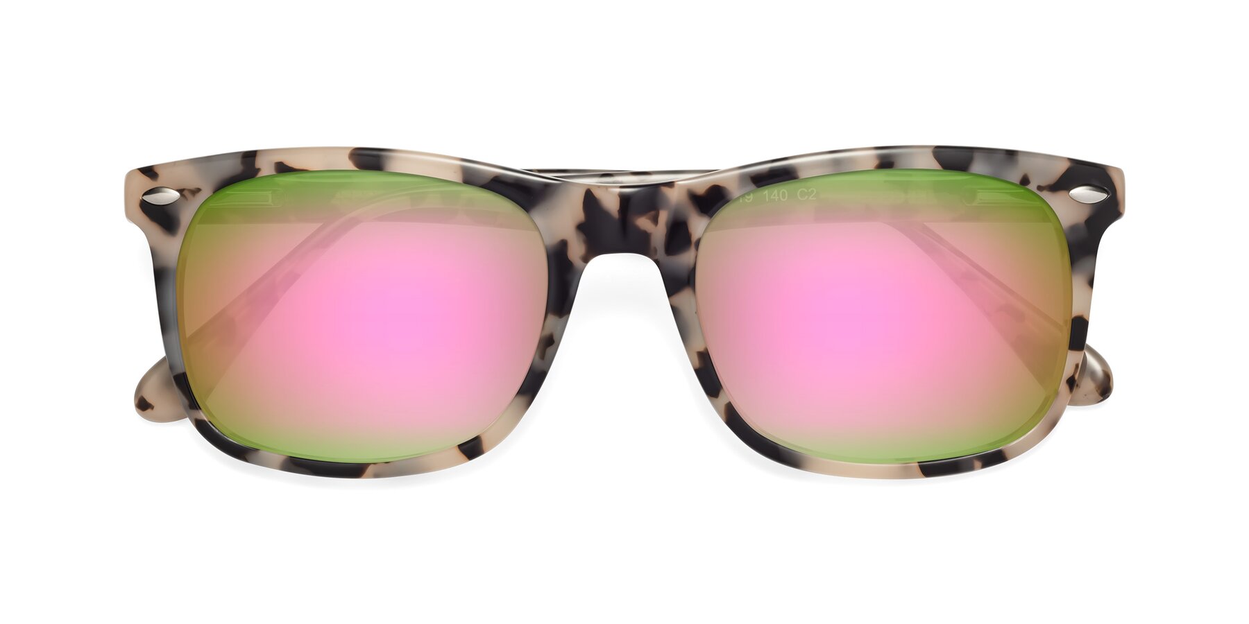 Folded Front of 007 in Havana with Pink Mirrored Lenses