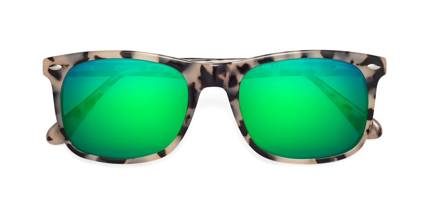 Folded Front of 007 in Havana with Green Mirrored Lenses
