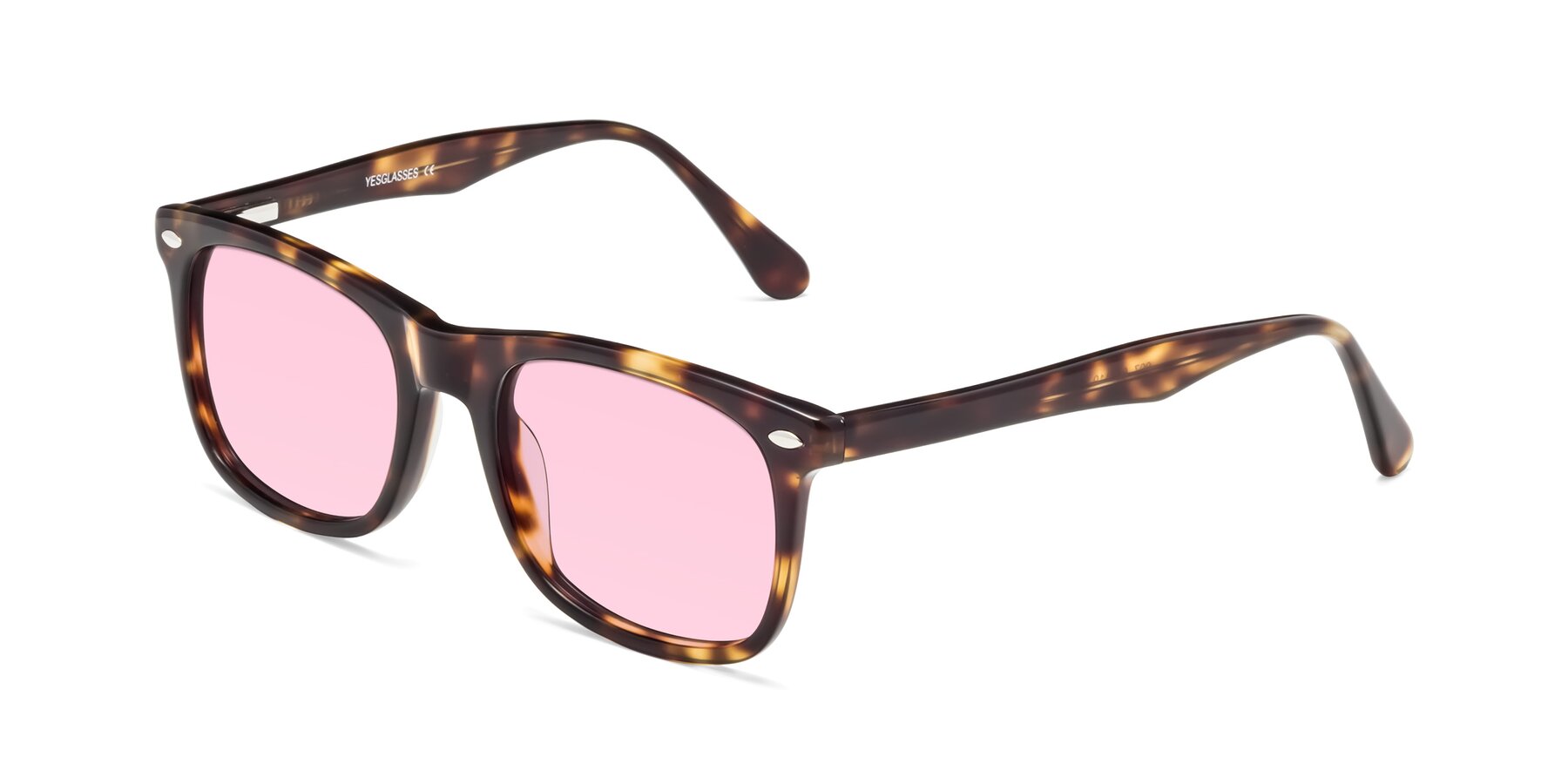 Angle of 007 in Yellow Tortoise with Light Pink Tinted Lenses