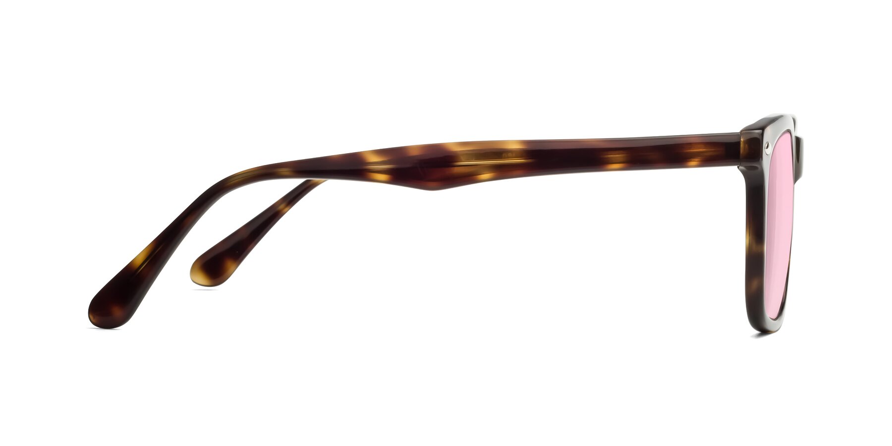 Side of 007 in Yellow Tortoise with Light Pink Tinted Lenses