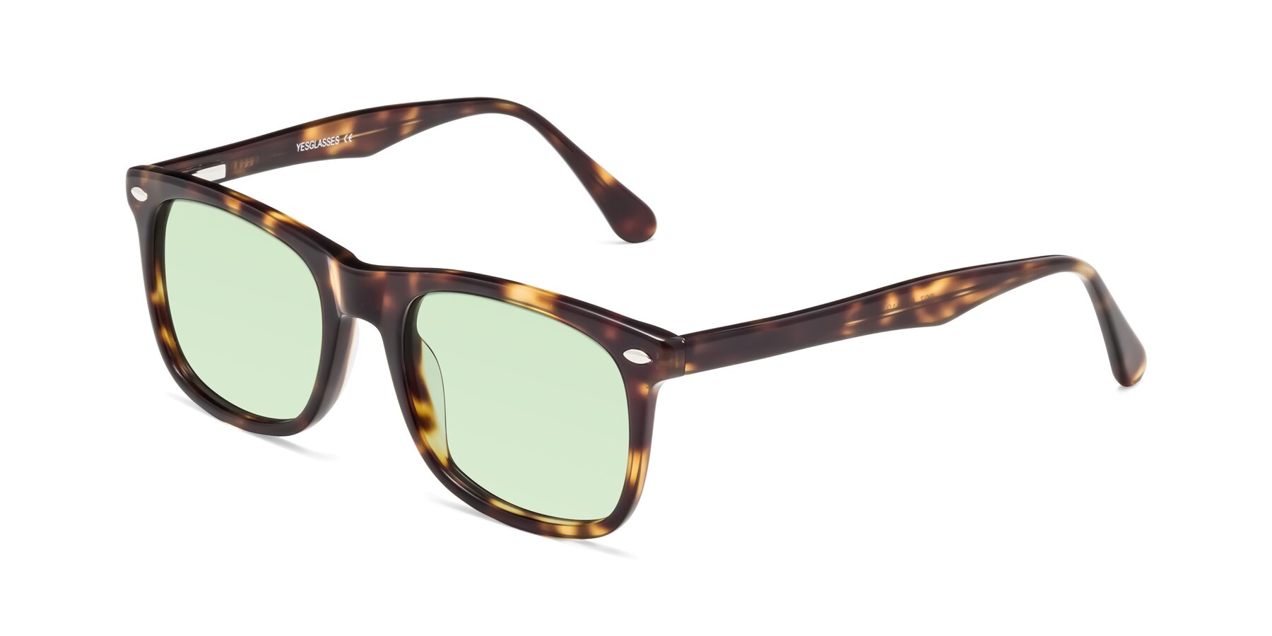 Angle of 007 in Yellow Tortoise with Light Green Tinted Lenses