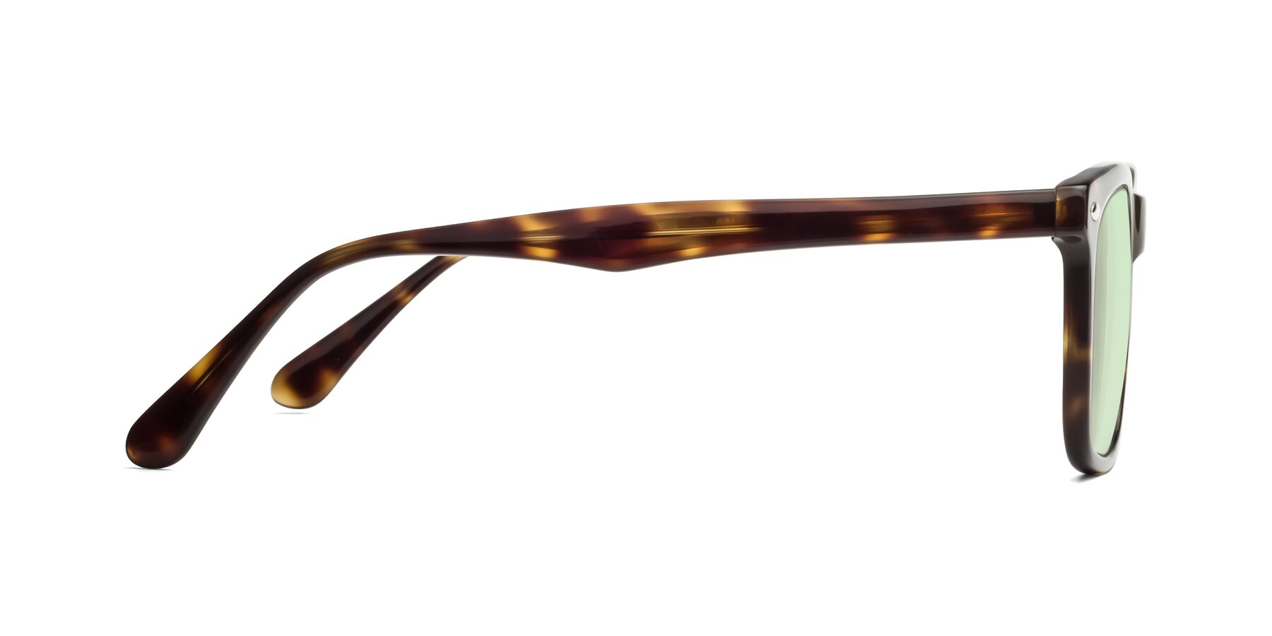 Side of 007 in Yellow Tortoise with Light Green Tinted Lenses