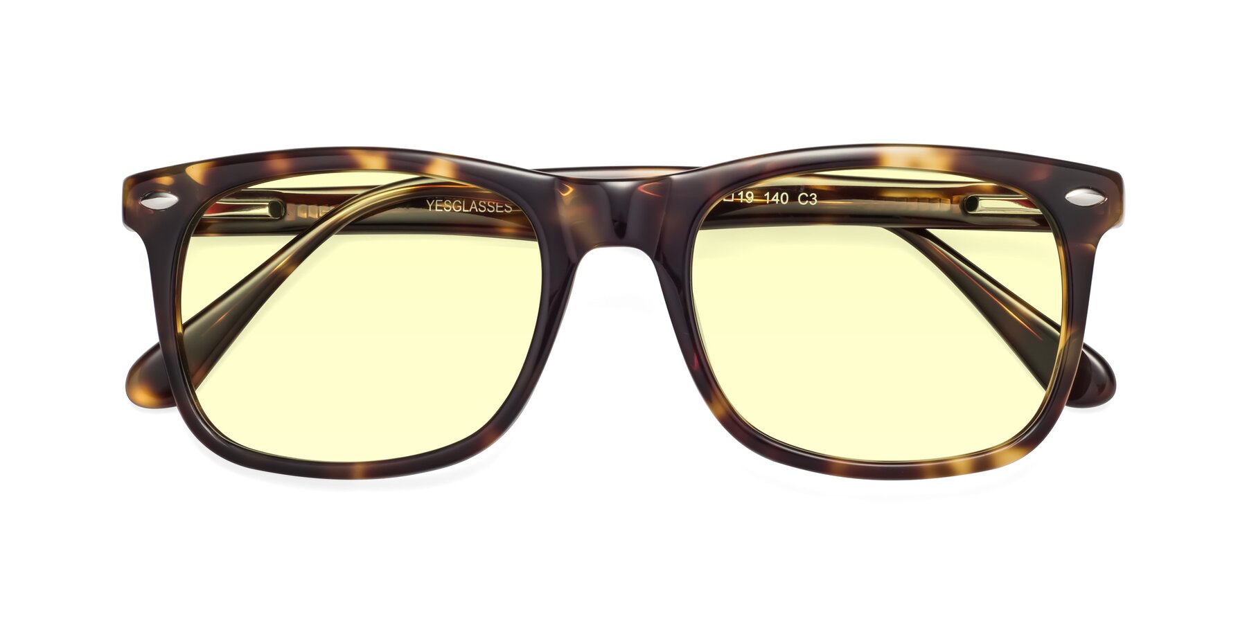 Folded Front of 007 in Yellow Tortoise with Light Yellow Tinted Lenses