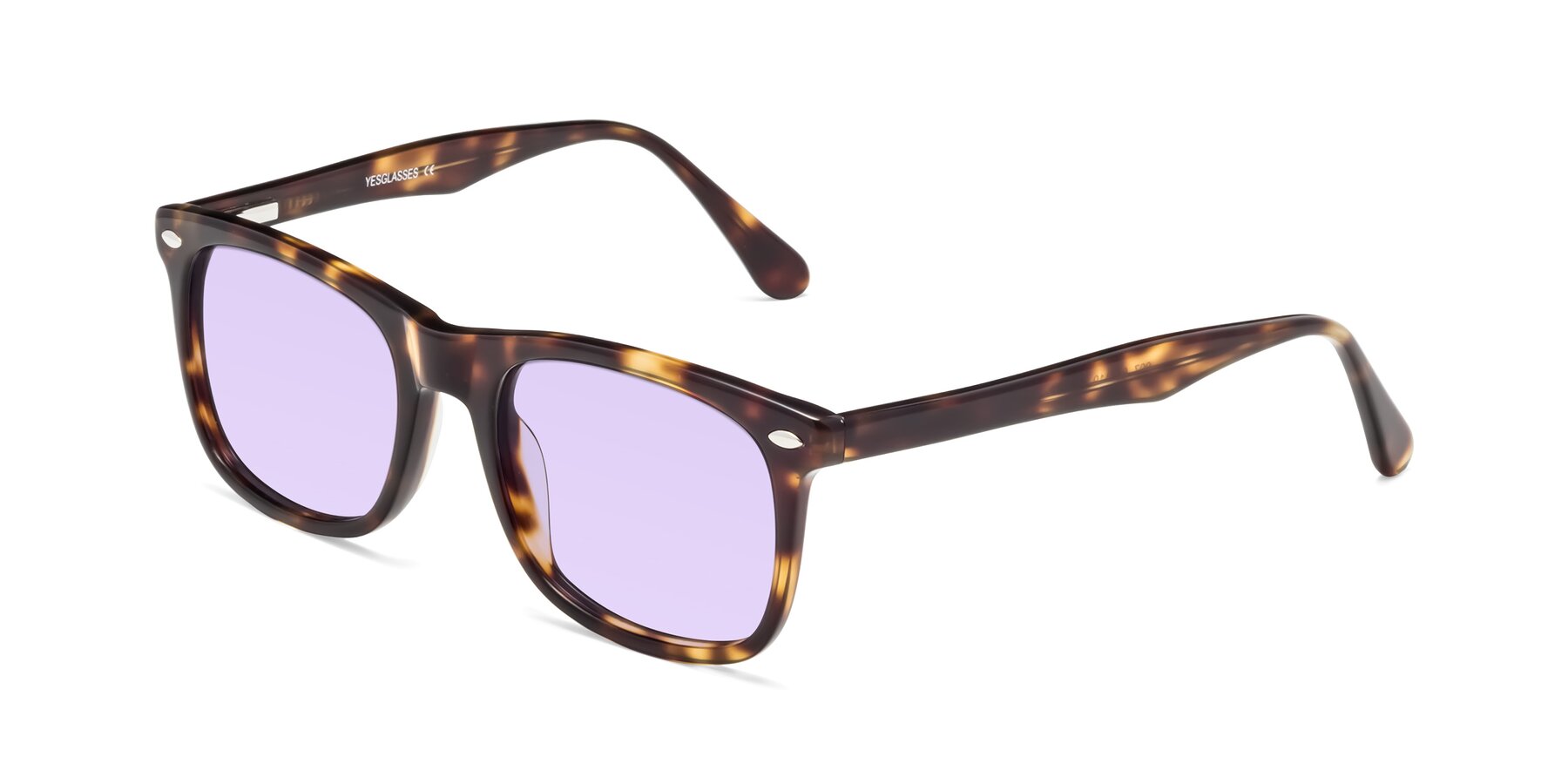 Angle of 007 in Yellow Tortoise with Light Purple Tinted Lenses