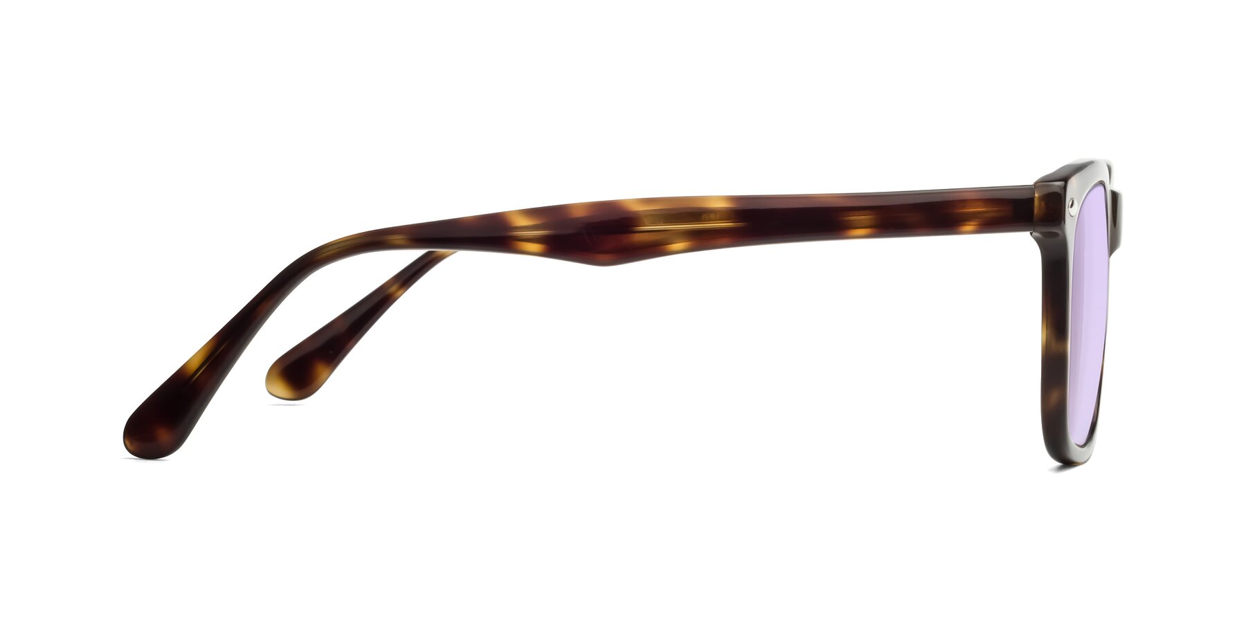 Side of 007 in Yellow Tortoise with Light Purple Tinted Lenses