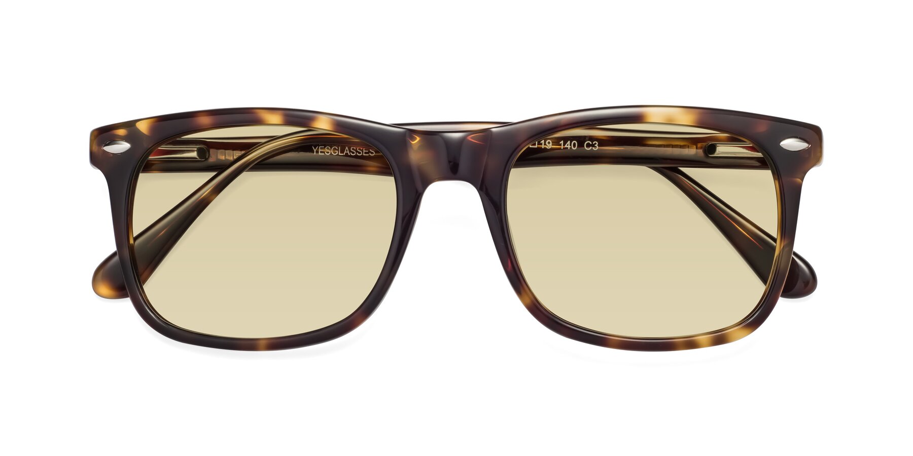 Folded Front of 007 in Yellow Tortoise with Light Champagne Tinted Lenses