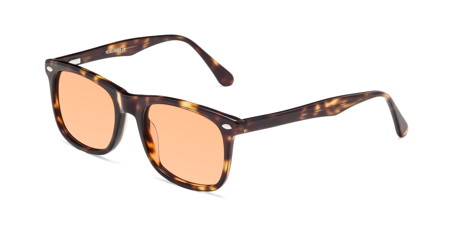 Angle of 007 in Yellow Tortoise with Light Orange Tinted Lenses