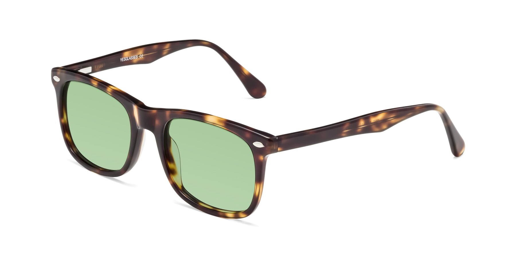 Angle of 007 in Yellow Tortoise with Medium Green Tinted Lenses
