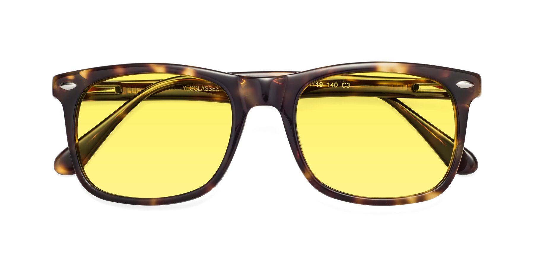 Folded Front of 007 in Yellow Tortoise with Medium Yellow Tinted Lenses