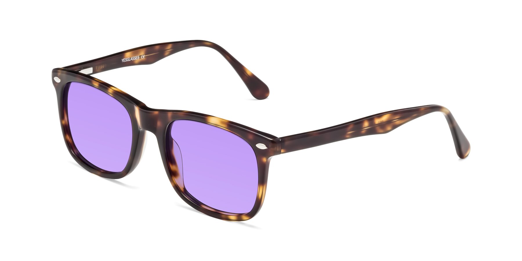 Angle of 007 in Yellow Tortoise with Medium Purple Tinted Lenses