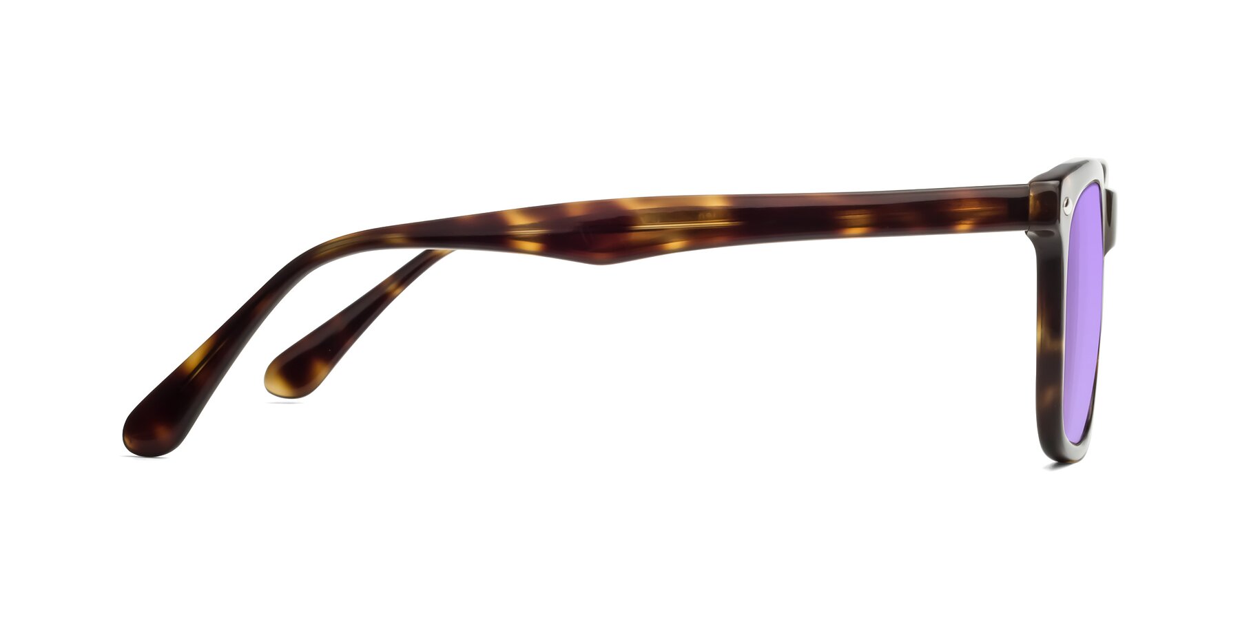 Side of 007 in Yellow Tortoise with Medium Purple Tinted Lenses