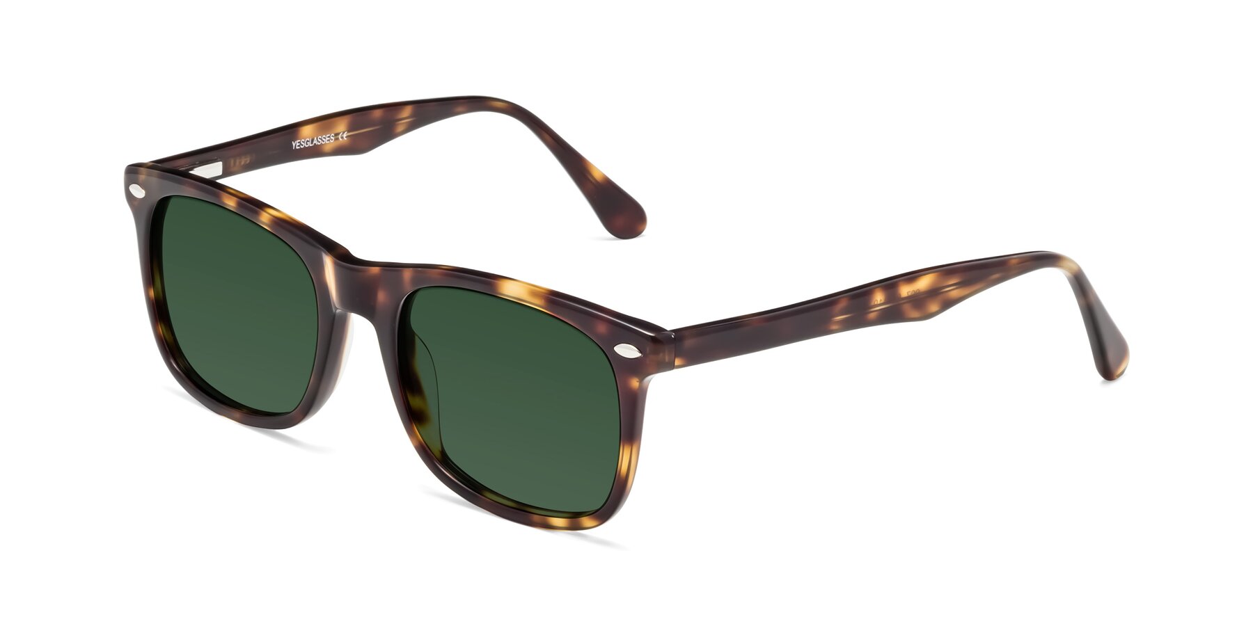 Angle of 007 in Yellow Tortoise with Green Tinted Lenses