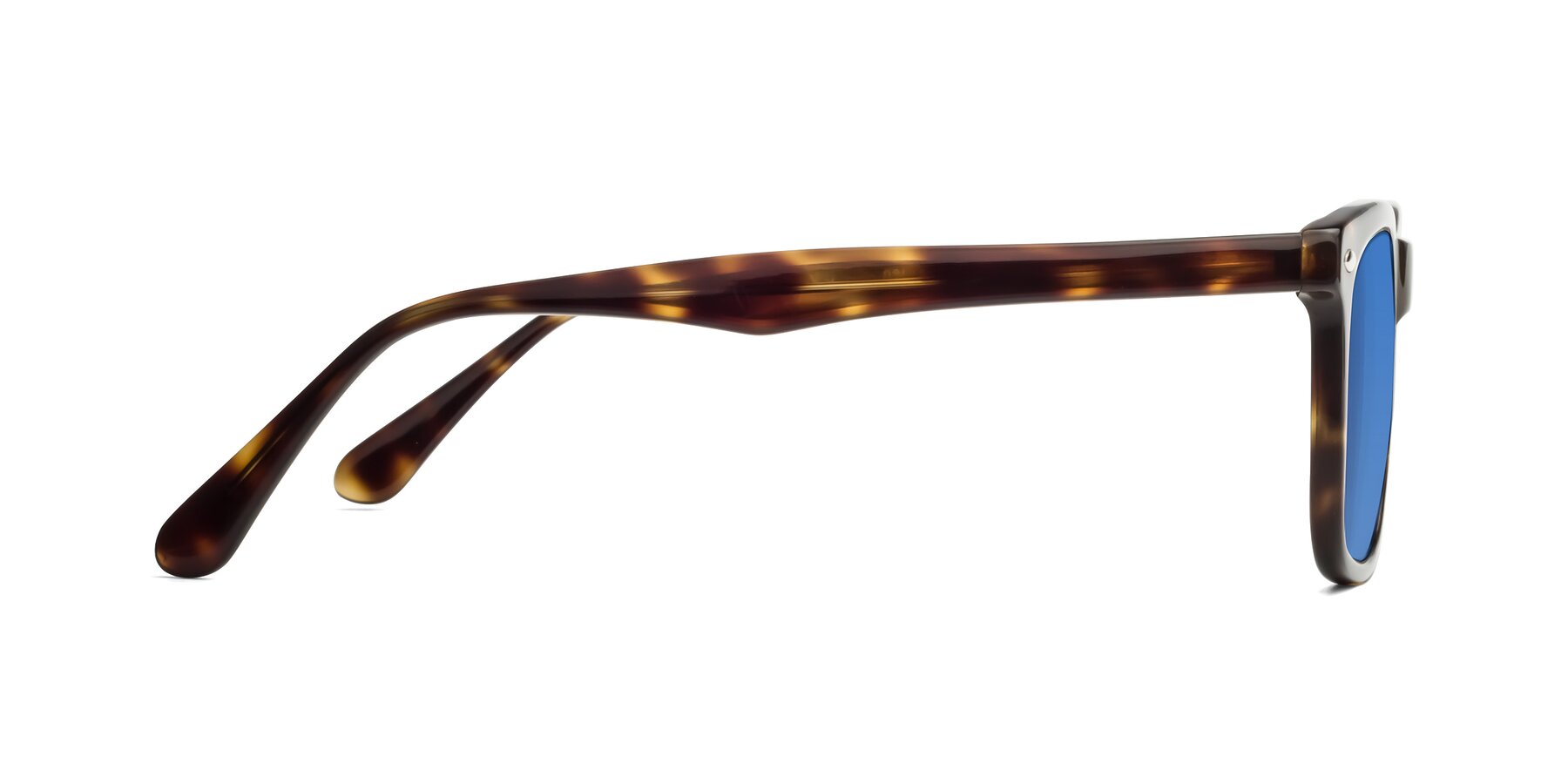 Side of 007 in Yellow Tortoise with Blue Tinted Lenses