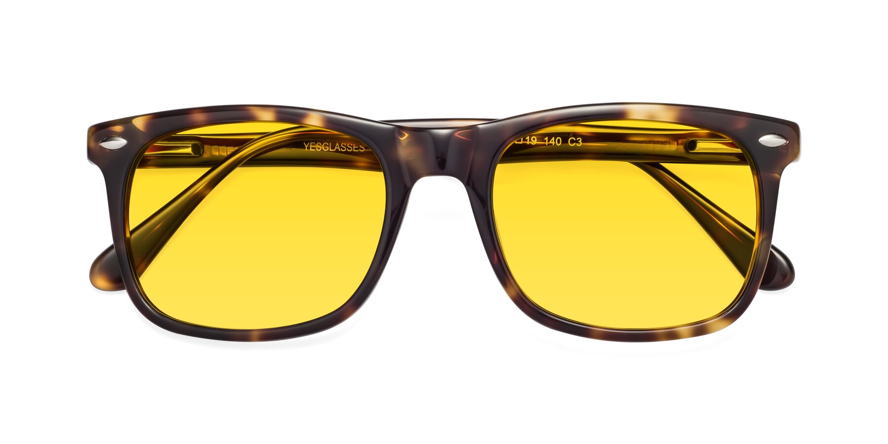 Folded Front of 007 in Yellow Tortoise with Yellow Tinted Lenses