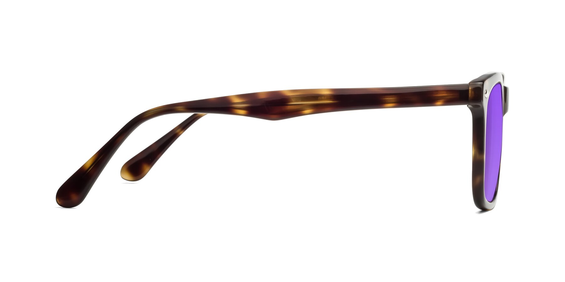 Side of 007 in Yellow Tortoise with Purple Tinted Lenses