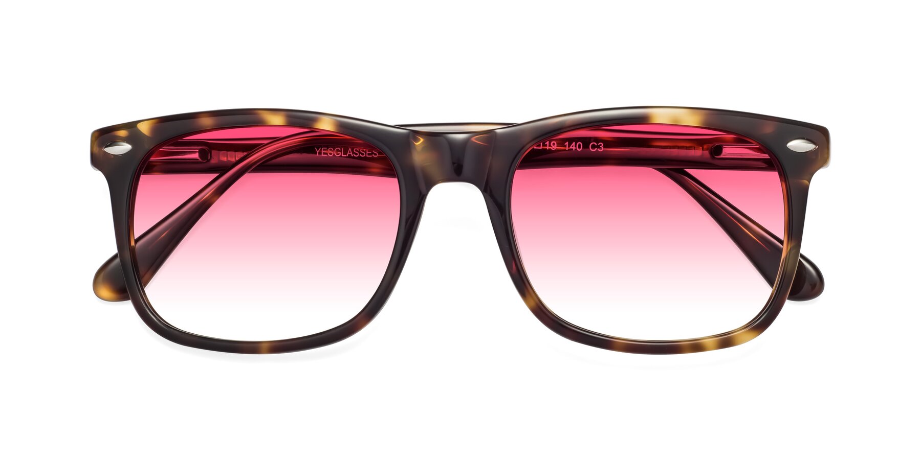 Folded Front of 007 in Yellow Tortoise with Pink Gradient Lenses