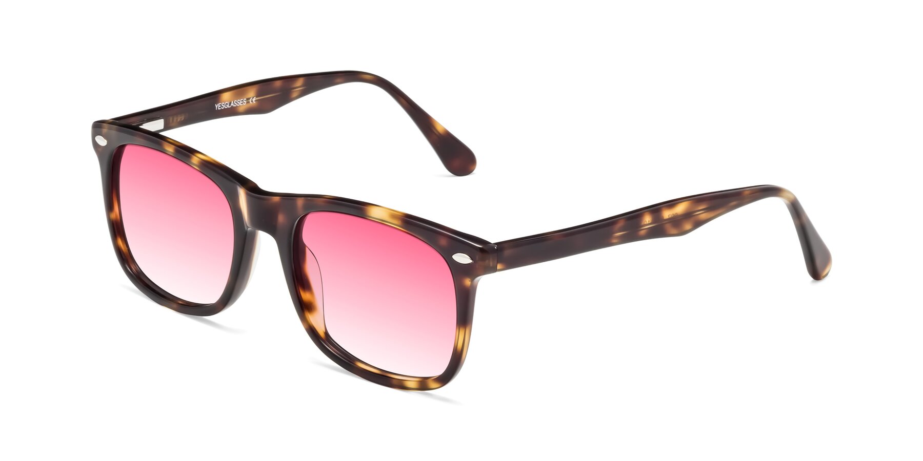 Angle of 007 in Yellow Tortoise with Pink Gradient Lenses