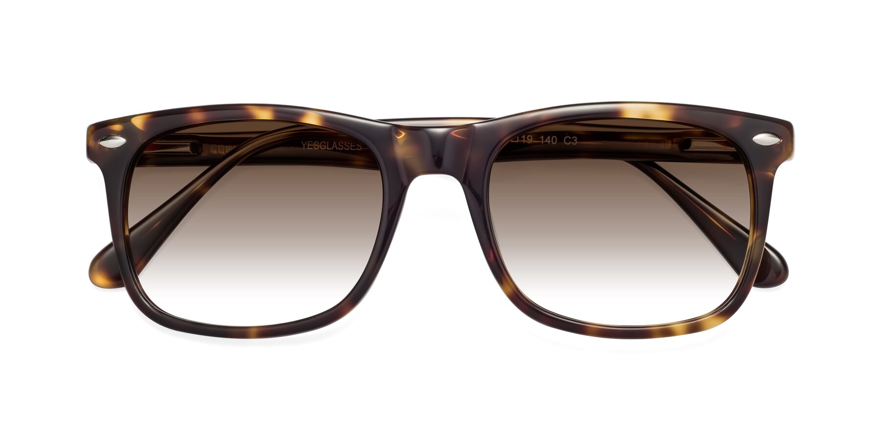Folded Front of 007 in Yellow Tortoise with Brown Gradient Lenses