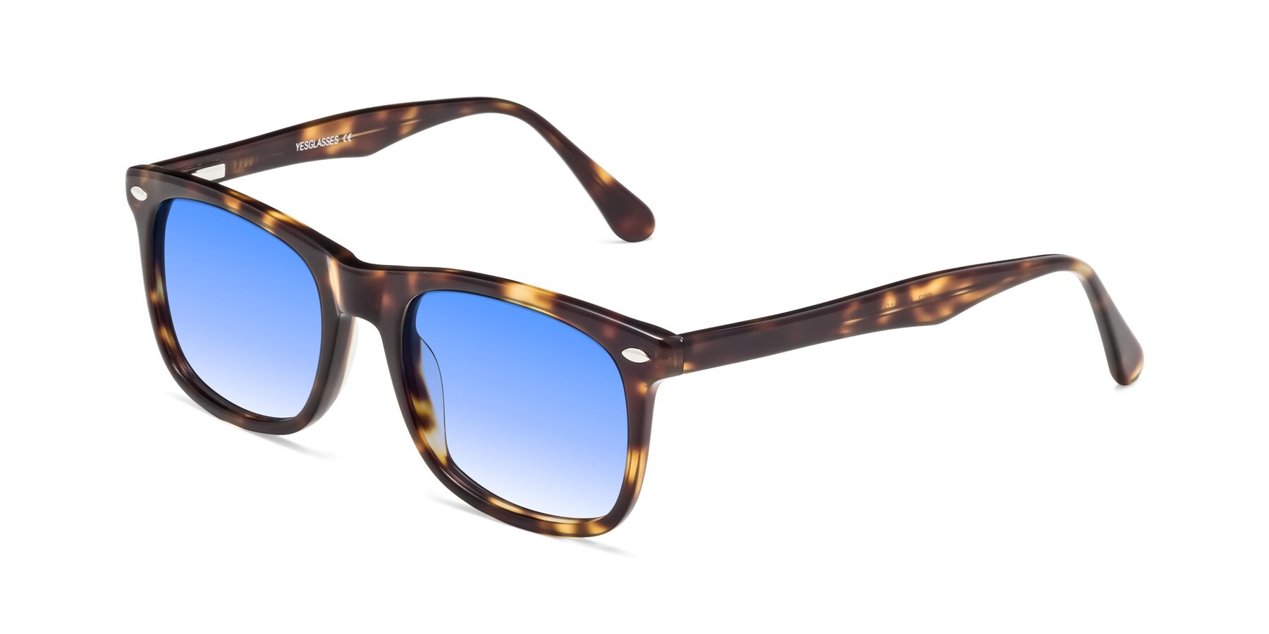 Angle of 007 in Yellow Tortoise with Blue Gradient Lenses