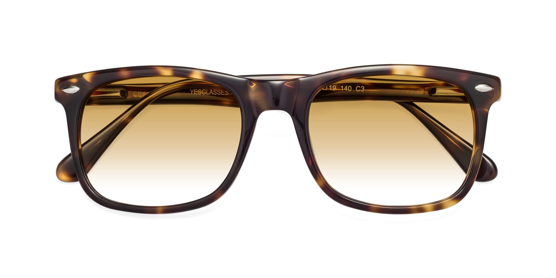 Folded Front of 007 in Yellow Tortoise with Champagne Gradient Lenses