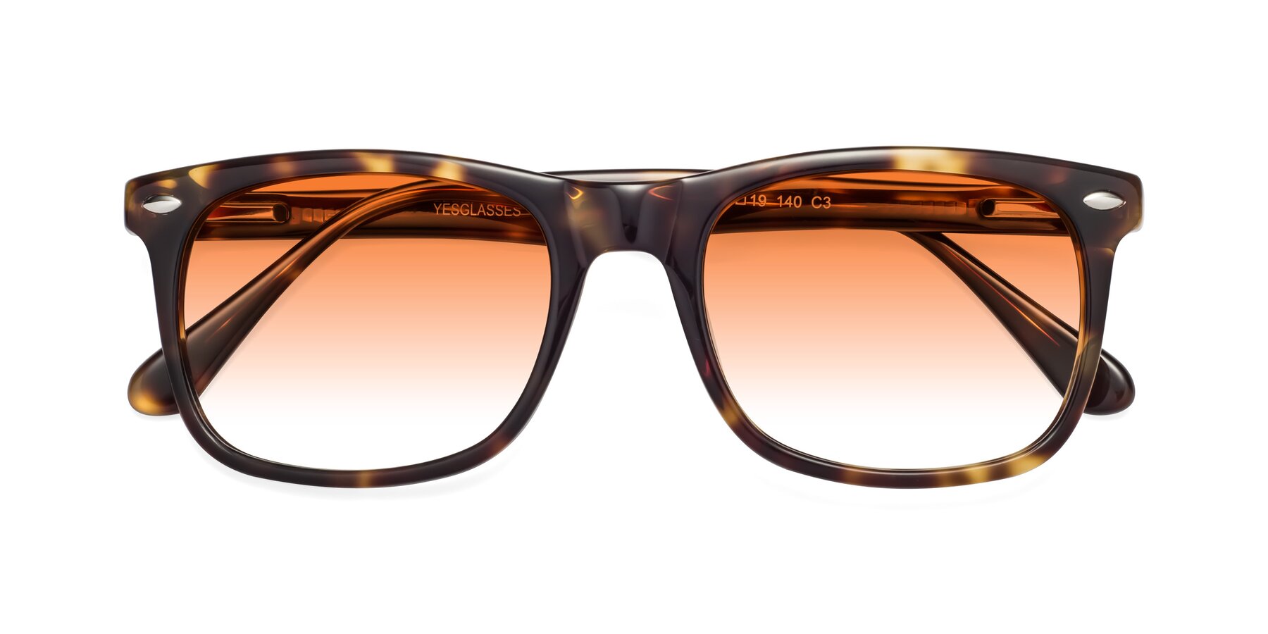 Folded Front of 007 in Yellow Tortoise with Orange Gradient Lenses