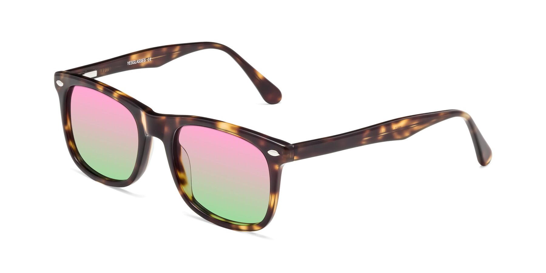 Angle of 007 in Yellow Tortoise with Pink / Green Gradient Lenses