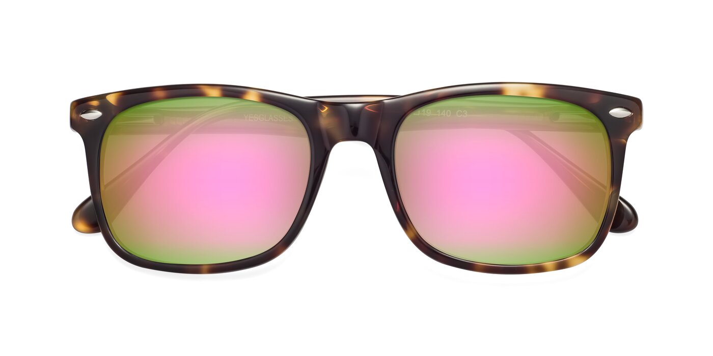 007 - Yellow Tortoise Flash Mirrored Sunglasses