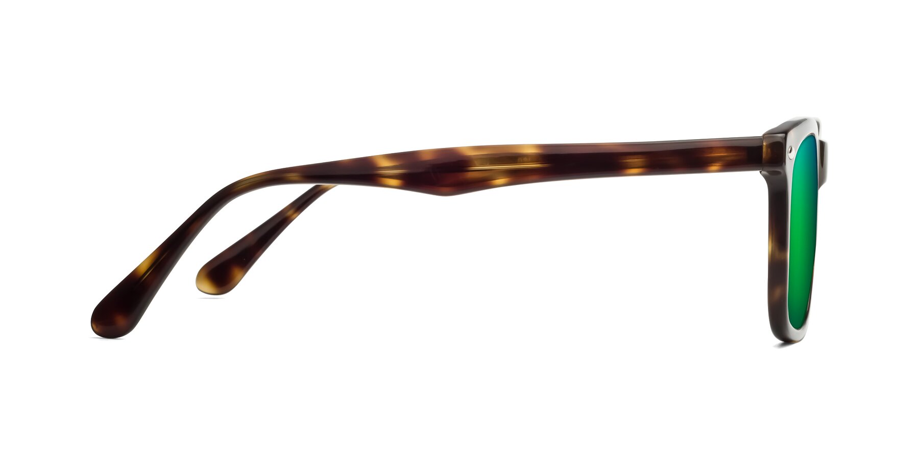 Side of 007 in Yellow Tortoise with Green Mirrored Lenses