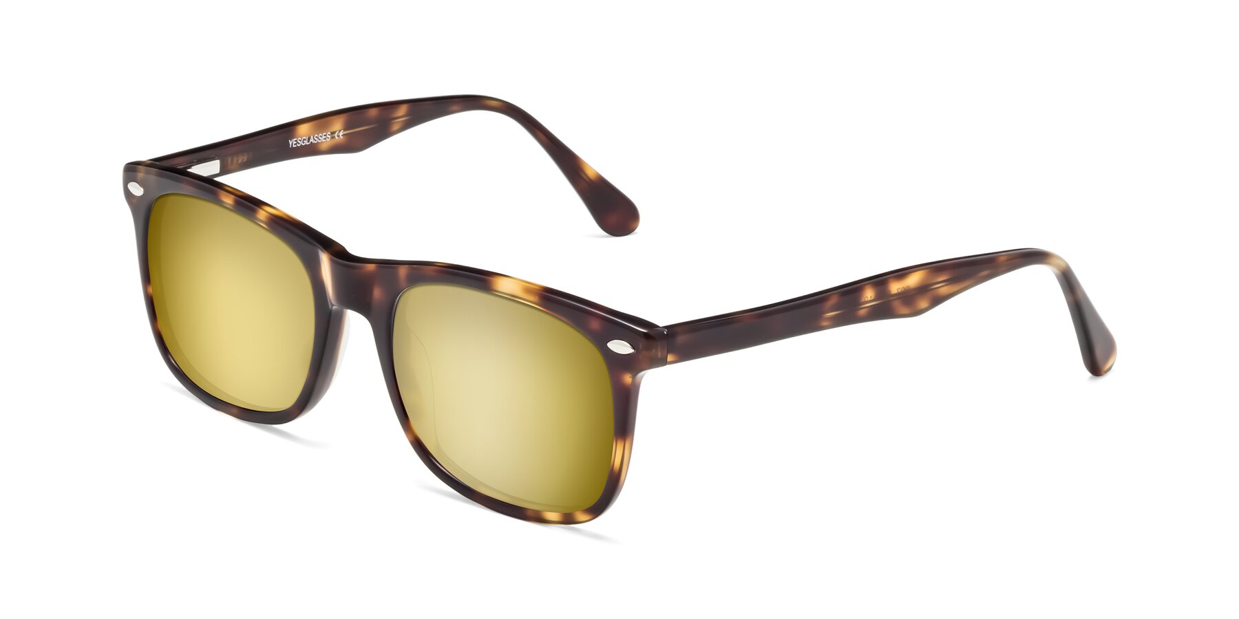 Angle of 007 in Yellow Tortoise with Gold Mirrored Lenses