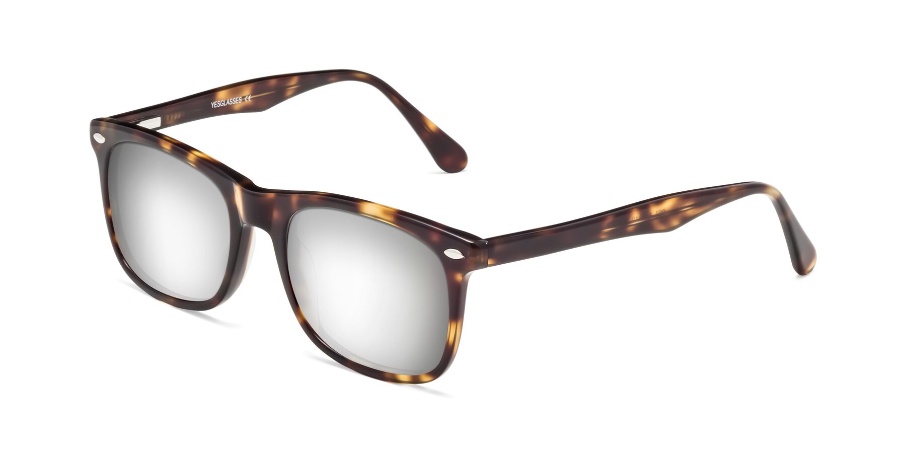 Angle of 007 in Yellow Tortoise with Silver Mirrored Lenses