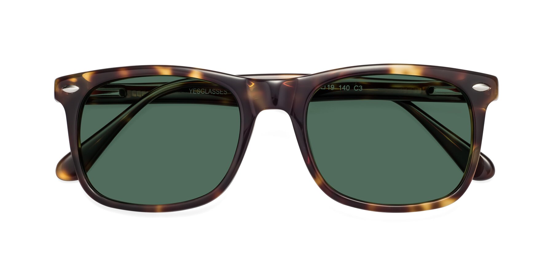 Folded Front of 007 in Yellow Tortoise with Green Polarized Lenses