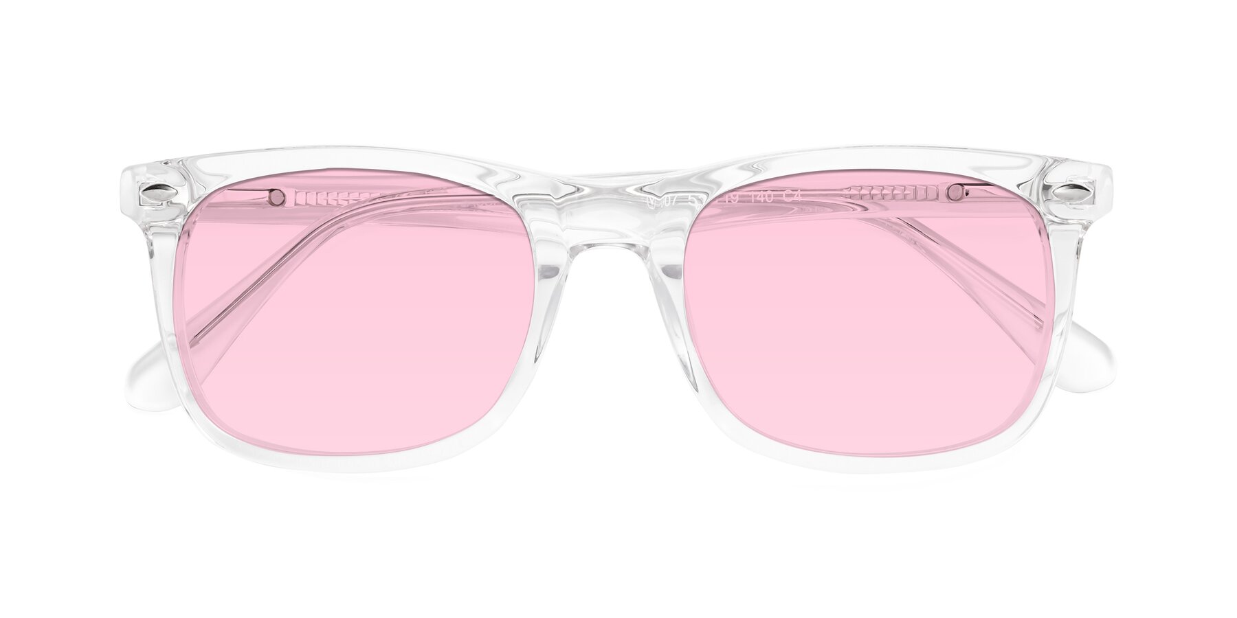 Folded Front of 007 in Clear with Light Pink Tinted Lenses